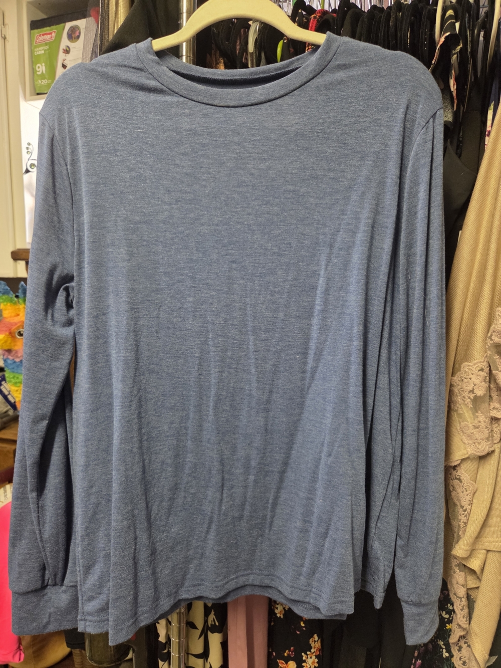 Womens Long-Sleeve Crewneck Shirt - Blue